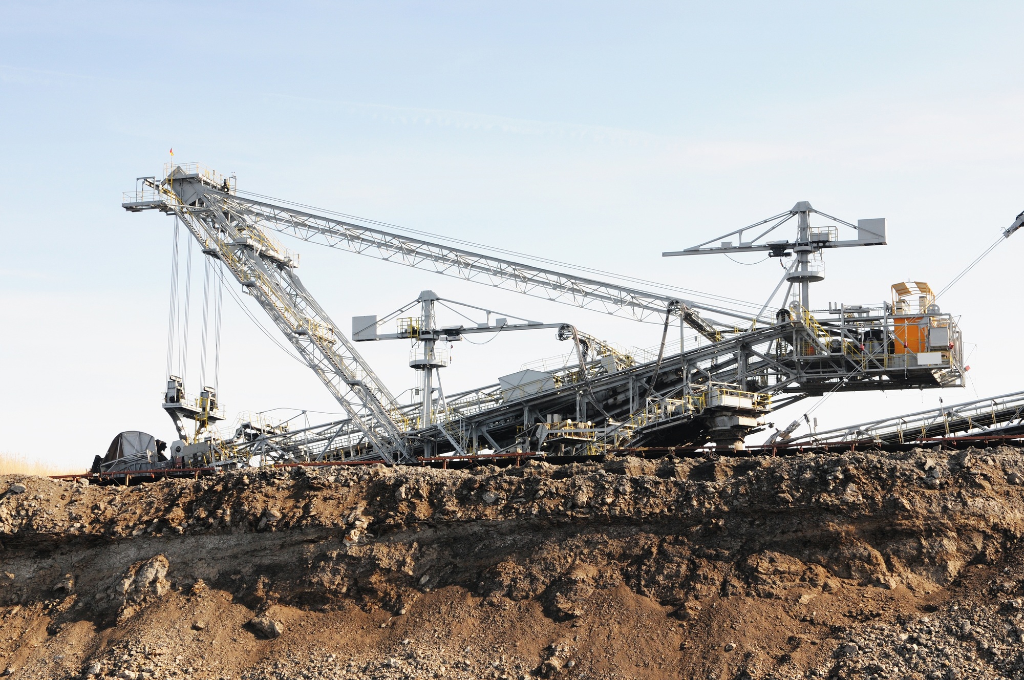 coal mine with a Bucket-wheel excavator. Fossil flues
